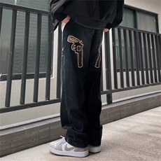 刺绣牛仔裤男宽松直筒裤K8071P44，男装牛仔裤，星座1116-2