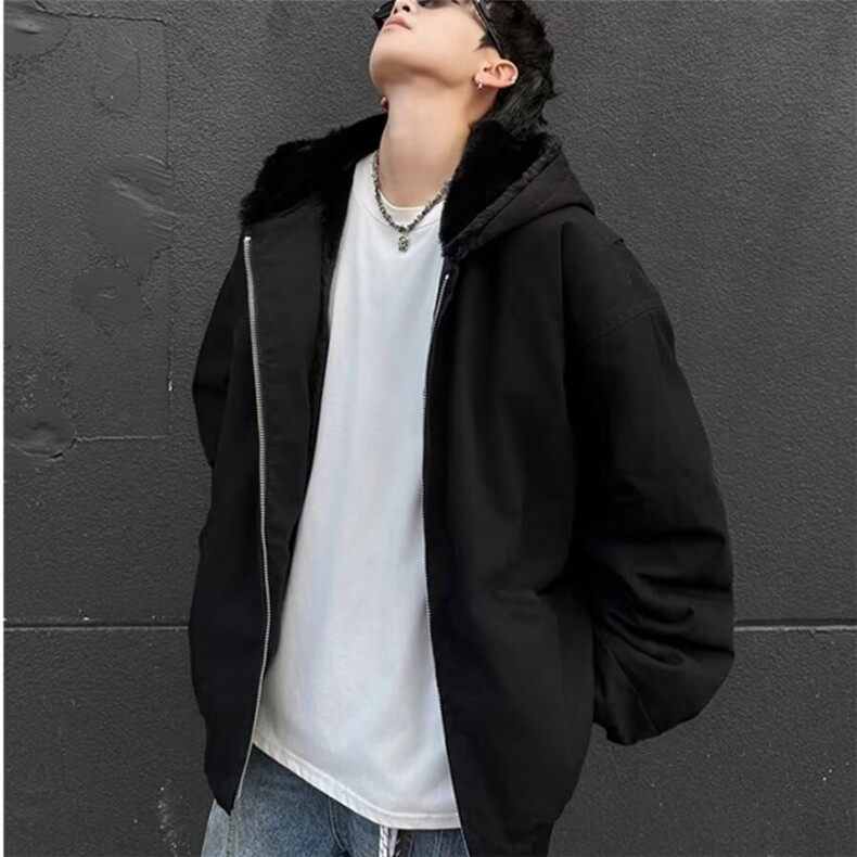 2024新款美式秋冬加厚毛领座山雕连帽夹克外套男女保暖棉服M6155,男装夹克,星座506