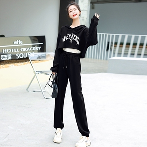 现货套装女2023年春季新款女装时尚气质休闲百搭通列阔腿裤三件套图片