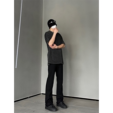 B221美式ins高街暗黑小众修身毛边微喇牛仔裤LK23004-P55控78，男装牛仔裤，电商B221
