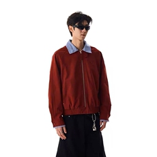 格子撞色假两件设计伯爵先生韩版宽松衬衫领夹克外套HT0245-p65，男装夹克，星座1001-1