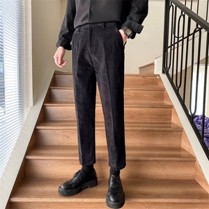 灯芯绒西装裤子男春秋季休闲长裤秋冬直筒西裤韩版修身潮流 D01图片