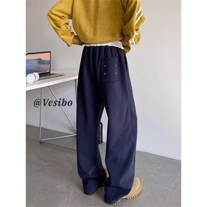 港风秋冬款男女休闲卫裤箭头刺绣宽松长裤HK91P35