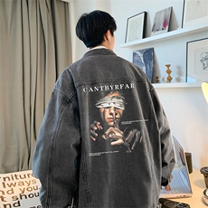 直播品质美式高街扎染印花复古水洗牛仔衣潮流夹克外套NZ18特65，男装夹克，电商A486