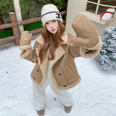 【现货】2025年冬季新款麂皮绒复合羊羔毛外套2565款P205-K278，女装羊羔毛/颗粒绒，浙宝301