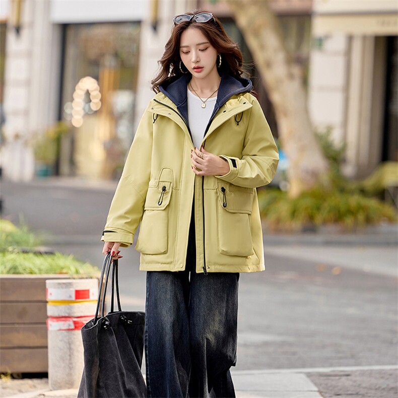 2025冬款兔毛加厚双层内胆撞色派克服，女装派克服，凯瑟曼