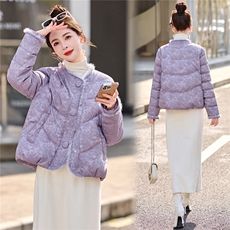 新中式提花真水貂毛红色短款羽绒服女2025年冬季新款外套90白鸭绒，女装羽绒服，润尚靓点