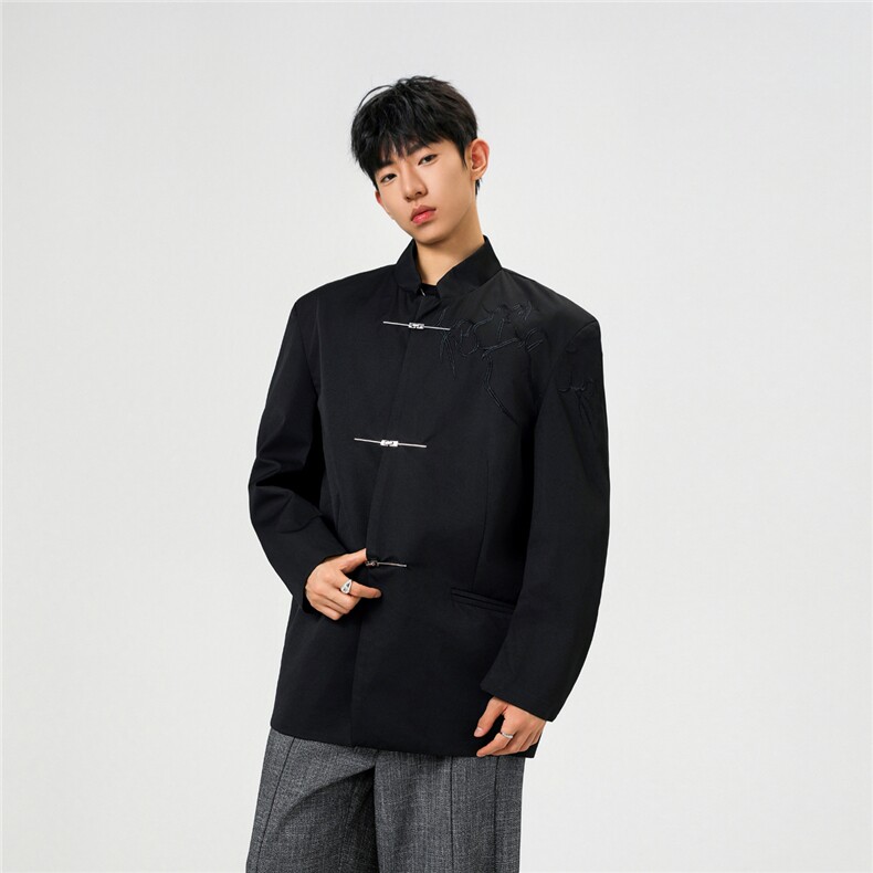 可二开「折棘」荆棘立体绣设计大码M-5XL中式西服XF78058P90控138,男装西服,星座227-7