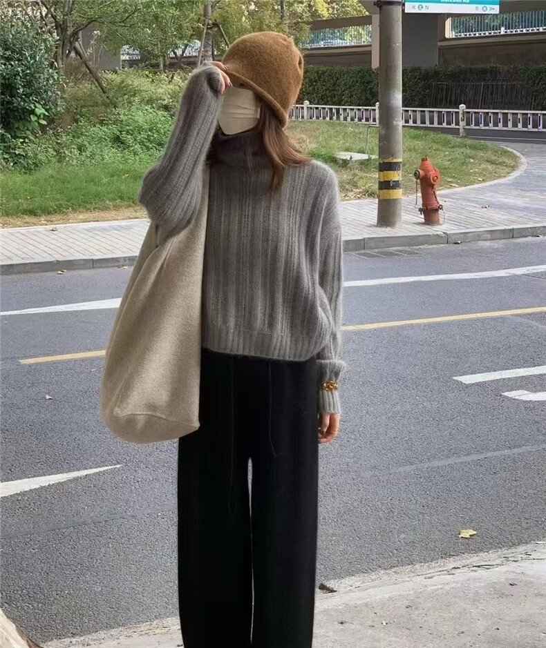 春秋韩版女套头高领短款宽松百搭打底衫毛衣,女装羊毛衫,圣旺供货
