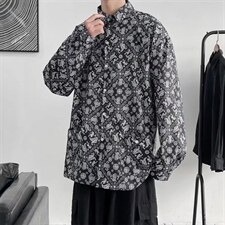ins欧美高街嘻哈西海岸腰果花长袖衬衫C004P32,男装衬衫,星座1116-2