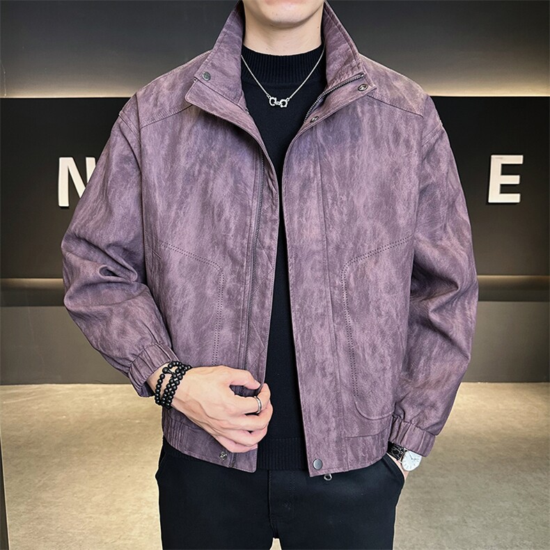 加棉加厚高级感男装皮衣立领宽松潮牌皮夹克C317-H25931-P185,男装夹克,电商C317