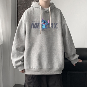 WY2173-P35 加绒款-P40 纯棉连帽卫衣男大码运动帽衫宽松薄外套男图片