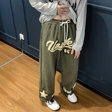 美式复古炸街休闲裤男ins直筒潮牌街头宽松情侣阔腿长裤K446-p42，男装休闲裤，星座1008-1