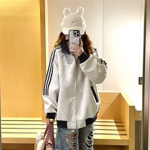 抖音得物高品质美式高街重磅结构设计拼接织带立领卫衣外套CM42