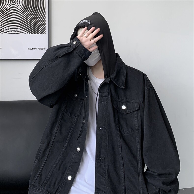 爆爆2025秋大码男士连帽牛仔情侣宽松外套百搭牛仔夹克JK780-P76,男装夹克,星座1103-3