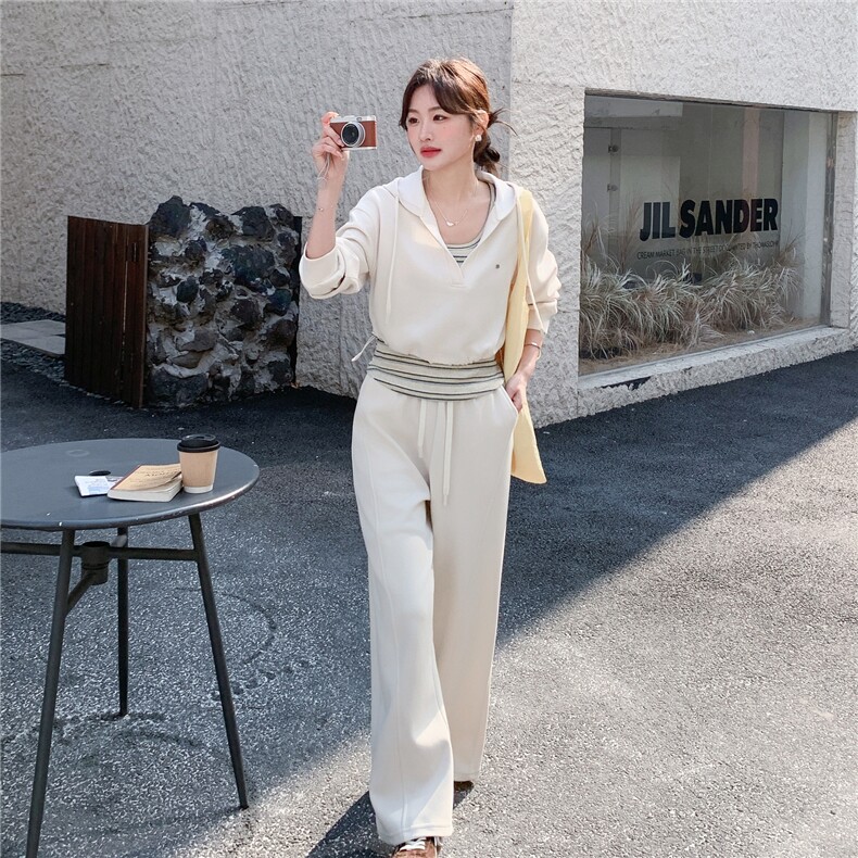 档口现货/条纹背心撞色连帽卫衣三件套套装2C233-902-P175-K288,女装套装/套裙,2C233