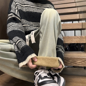 加绒牛仔裤男冬加厚羊羔毛棉裤痞帅高街1001-1-XR8064-P60图片