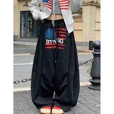美式复古字母印花运动卫裤男女慵懒风阔腿休闲长裤K5337，男装休闲裤，星座1116A（原606A-3）