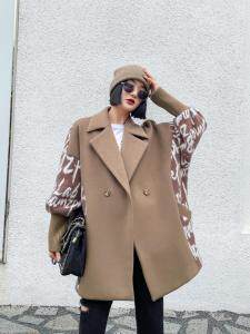 现货高端设计师款貂绒字母拼接外套，女装，储辰