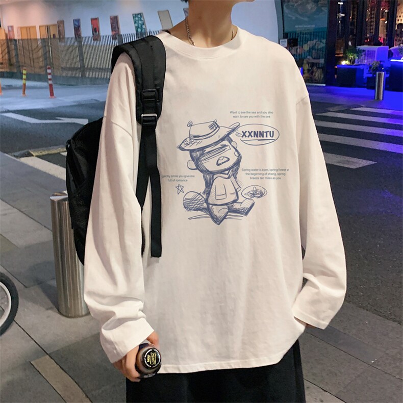 CX24-P25大码长袖t恤男春季新款打底衫男港风圆领卫衣男，男装T恤，电商B367