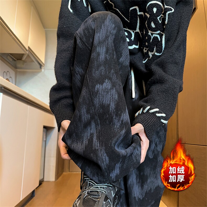 冬季加绒扎染vibe极简抽绳日常百搭款休闲裤5D2136-TP4588,男装卫衣,电商A102