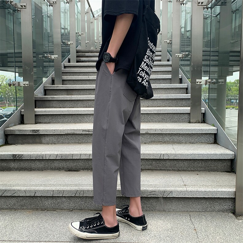 2025新/秋港风男士休闲裤9分长裤宽松店主风裤子哈伦裤薄8325/P45,男装休闲裤,电商B381-2