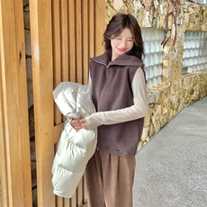 90绒大货已出，韩系毛线马甲+短款羽绒服套装P345K498，女装羽绒服，2C210