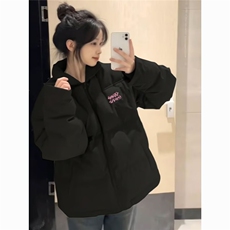 美式潮牌设计感字母印花立领棉衣女秋季新品宽松百搭情侣休闲外套，男装棉衣，星座506A