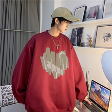 港风秋季新款潮流爱心印花宽松休闲圆领卫衣JK23320-特批24控39，男装卫衣，星座605(原A050)