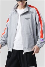 2020秋季新款日系大码男条纹休拼接闲开衫立领运动卫衣W5007-P50，男装卫衣，电商A001