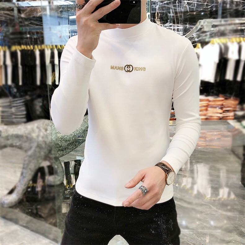 22新款秋冬潮牌男简欧大码圆领双面德绒打底衫长袖A-801-P53,男装T恤,电商A227B（原钱塘4066-1）