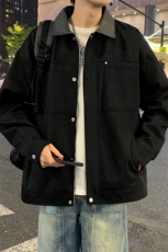 新款中性风纯棉夹克男翻领撞色上衣外套A157B-J2520-P80，男装夹克，电商A157B
