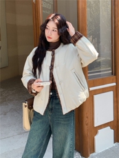 韩系小个子撞色拼接羽绒棉衣女2025冬季新款女装短款棉服棉袄外套，女装棉衣/棉服，天丽