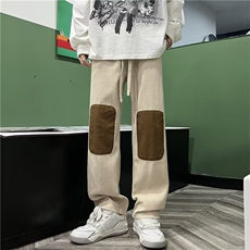 直筒裤子男女款补丁设计感高级感小众休闲裤潮牌高街拖地长裤，男装休闲裤，星座601-2
