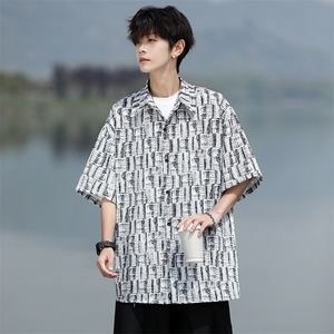 8XL-M花衬衫男款短袖夏季冰丝薄款花衬衣大码寸衫外套DC28013P38图片