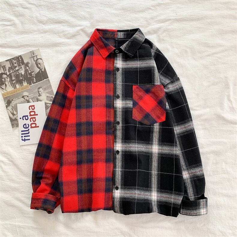 2023秋季新款格纹口袋个性印花衬衫TX09-P35,男装衬衫,电商A128
