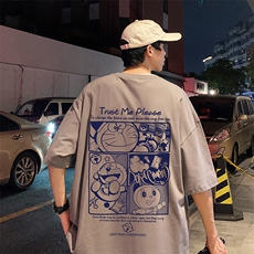 T671P26夏季新品港风高街美式短袖T恤宽松ins重磅纯棉体恤，男装T恤，星座304A