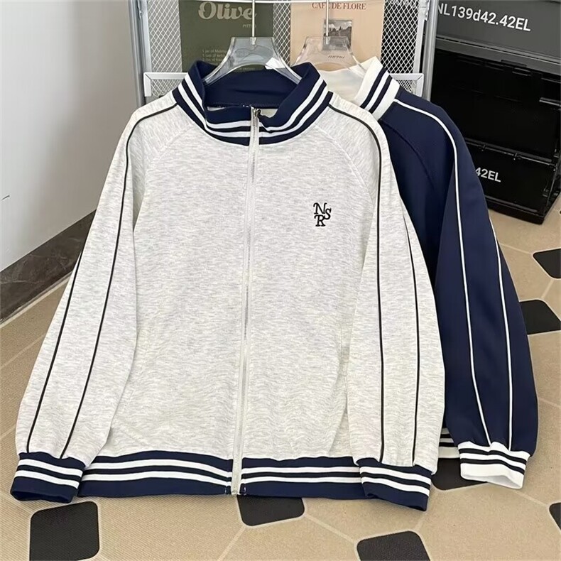 美式复古条纹立领外套男卫衣WJK12P48,男装卫衣,星座1116-2