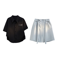 得物套装多色冰丝衬衫上衣加冰丝西装裤CS012-KZ009特P68，男装西服套装，电商B319