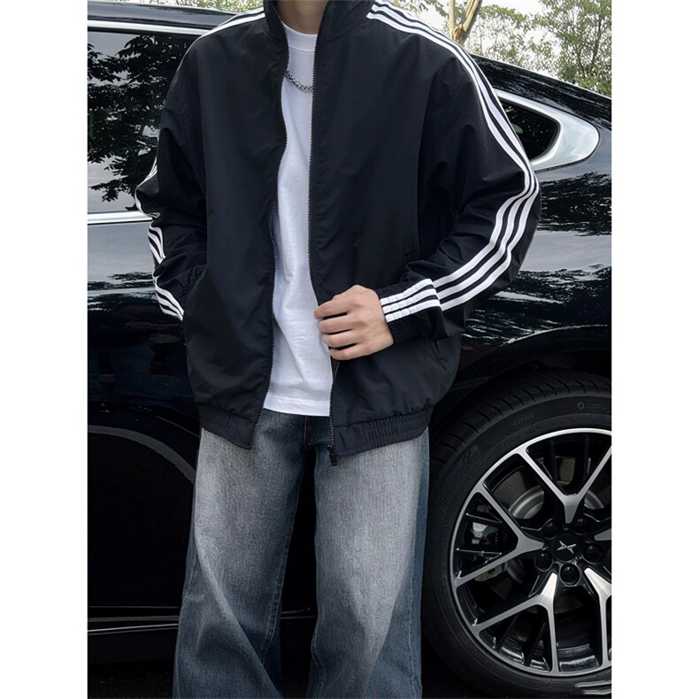 【档口现货】DJK7533-批58藏青色软壳立领冲锋衣男美式三条杠外套,男装夹克,星座603-2