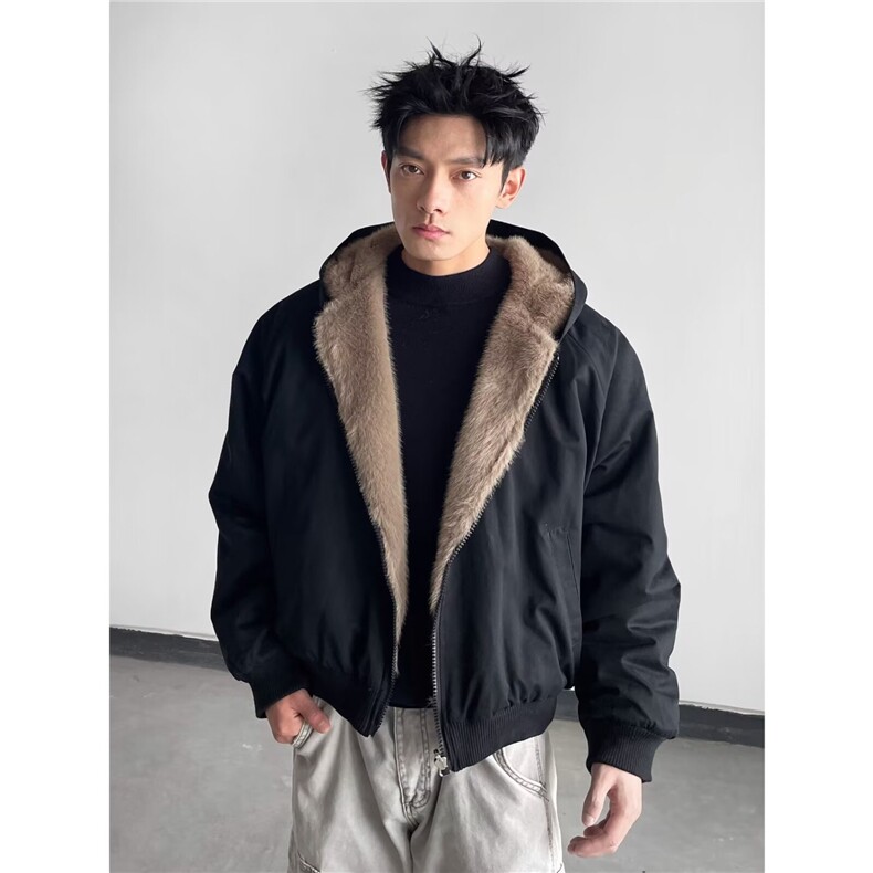 美式高街棉服男款冬季加厚连帽毛领外套痞帅夹克棉衣MF381-P98,男装夹克,星座412-3