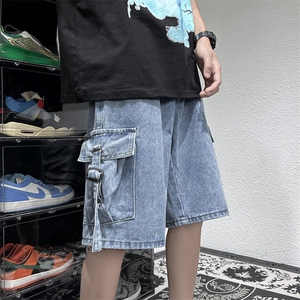 牛仔短裤男士夏季工装五分裤潮牌宽松运动中裤子N0593-P40图片