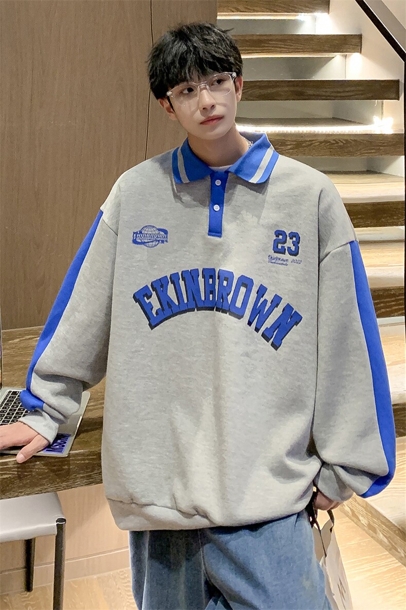 港风POLO领卫衣男情侣有中性风大码休闲套头外套男C7720P55控88,男装卫衣,星座226-1