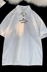 短袖男T恤日系polo衫全棉休闲T港风复古美式T1016-1T153P55K69，男装T恤，星座1016-1（原电商B408-1）