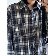 港风格子衬衫男士日系复古潮牌宽松百搭学生长袖衬衣外套CS309，男装衬衫，星座1116A（原606A-3）