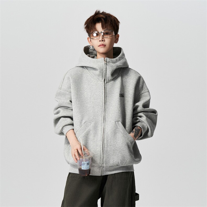 有长图秋冬拼接拉链开衫卫衣男潮宽松连帽外套WY00749/P60加绒P65，女装短外套，电商B316