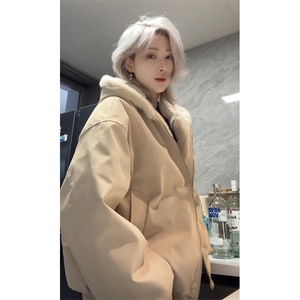 PU皮座山雕男女休闲复古棉衣外套加绒保暖仿兔毛棉服MF3677-特P98图片