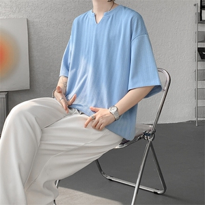 短袖男夏季新款港风宽松冰丝T恤T0158-P22图片