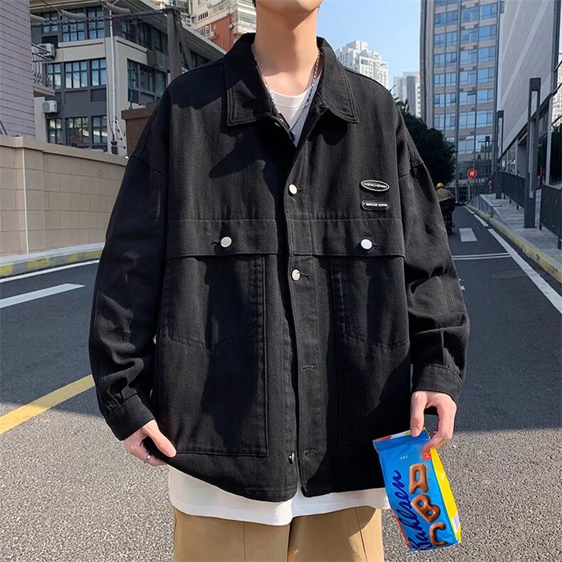 牛仔工装夹克男春季美式复古潮流vibe百搭休闲外套炸街情侣款上衣,男装工装外套,星座1210-1
