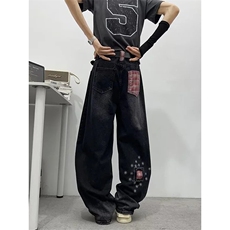 [XZ1112-1]磨破补丁刺绣弯刀牛仔裤男P52YW9104，男装牛仔裤，星座1112-1